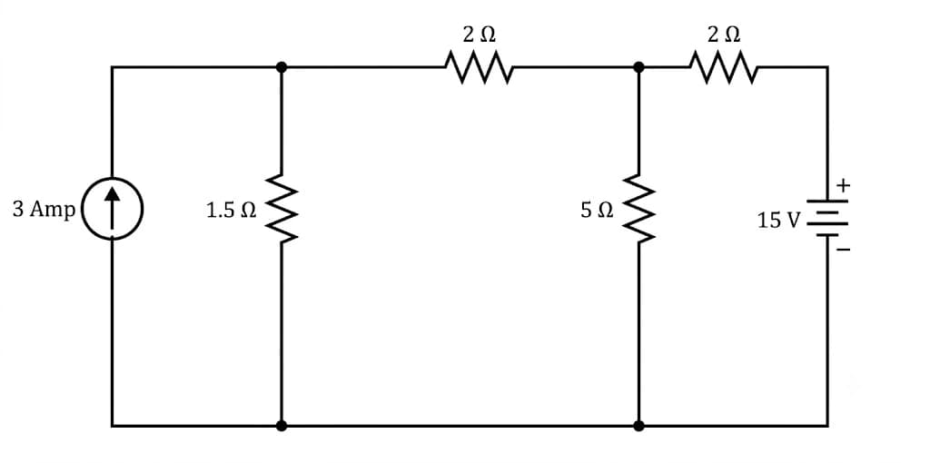 Electrical circuit for determining the current in branch AB using the superposition theorem.